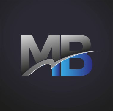 İlk harf MB logotype şirketi adı mavi ve gri renkli. iş ve şirket kimliği için vektör logosu.