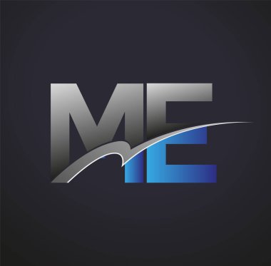 İlk harf ME logotype şirketi adı mavi ve gri renkli. iş ve şirket kimliği için vektör logosu.