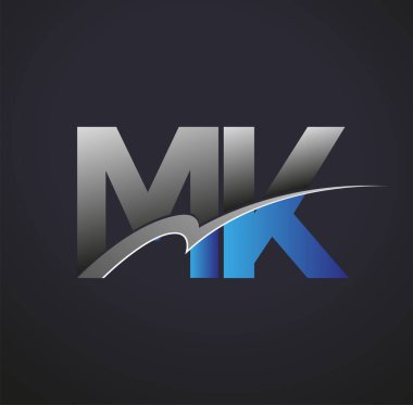 İlk harf MK logotype şirketinin adı mavi ve gri renkte. iş ve şirket kimliği için vektör logosu.