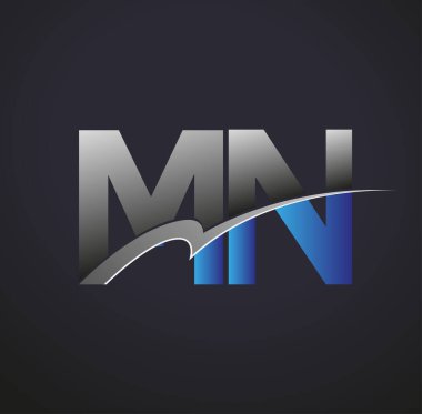 İlk harf MN logotype şirketinin adı mavi ve gri renkte. iş ve şirket kimliği için vektör logosu.