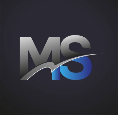 İlk harfi MS logotype şirketinin adı mavi ve gri renkli desenli. iş ve şirket kimliği için vektör logosu.