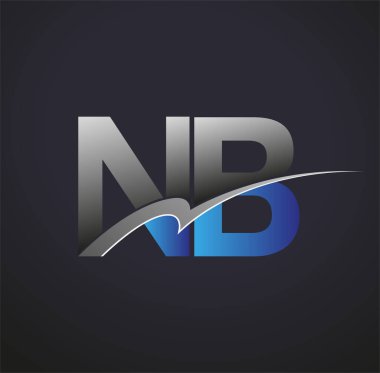 İlk harf NB logotype şirketinin adı mavi ve gri renkte. iş ve şirket kimliği için vektör logosu.