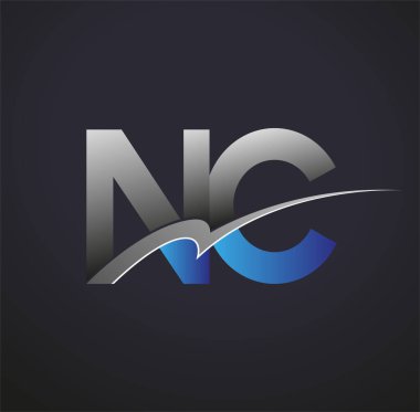İlk harf NC logotype şirketinin adı mavi ve gri renkte. iş ve şirket kimliği için vektör logosu.