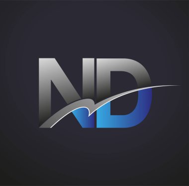 İlk harf ND logotype şirketinin adı mavi ve gri renkte. iş ve şirket kimliği için vektör logosu.