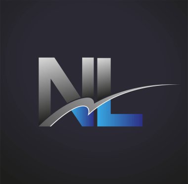 İlk harf NL logotype şirketinin adı mavi ve gri renkte. iş ve şirket kimliği için vektör logosu.