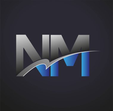 İlk harf NM logotype şirketinin adı mavi ve gri renkte. iş ve şirket kimliği için vektör logosu.
