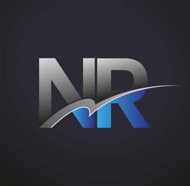 İlk harf NR logotype şirketi adı mavi ve gri renkli. iş ve şirket kimliği için vektör logosu.