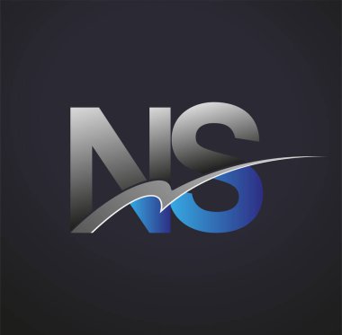 İlk harf NS logotype şirketi adı mavi ve gri renkli. iş ve şirket kimliği için vektör logosu.