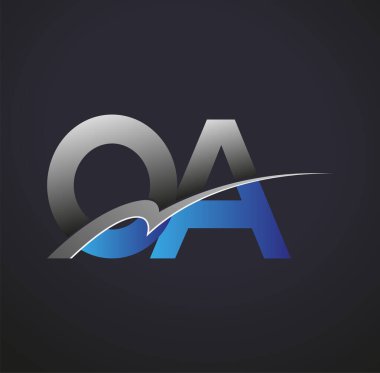 İlk harf OA logotype şirketinin adı mavi ve gri renkli desenli. iş ve şirket kimliği için vektör logosu.