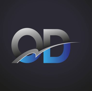 İlk harf aşırı doz logoti şirketinin adı mavi ve gri renk desenli. iş ve şirket kimliği için vektör logosu.