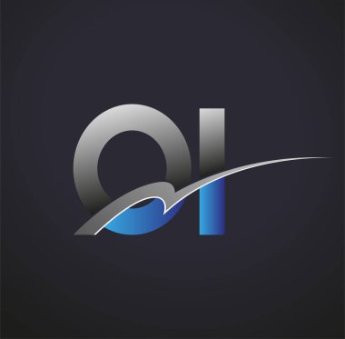 İlk harfi OI logotype şirketinin adı mavi ve gri renkte. iş ve şirket kimliği için vektör logosu.