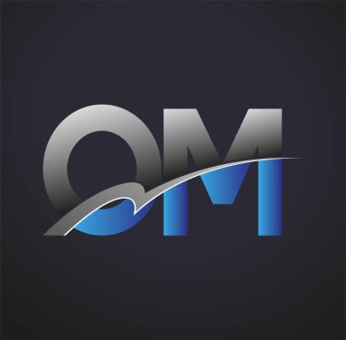 İlk harf OM logotype şirketi adı mavi ve gri renkli. iş ve şirket kimliği için vektör logosu.