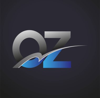 İlk harfi OZ logotype şirketi. Renkli mavi ve gri çizim. iş ve şirket kimliği için vektör logosu.