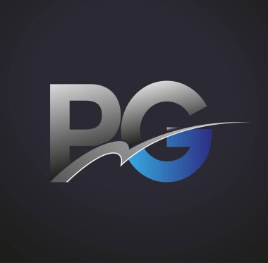 İlk harf PG logotype şirketinin adı mavi ve gri renkte. iş ve şirket kimliği için vektör logosu.