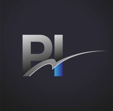 İlk harf PI logotype şirketinin adı mavi ve gri renkli desenli. iş ve şirket kimliği için vektör logosu.