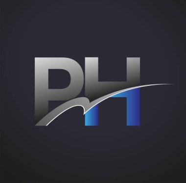 İlk harf PH logotype şirketinin adı mavi ve gri renkte. iş ve şirket kimliği için vektör logosu.