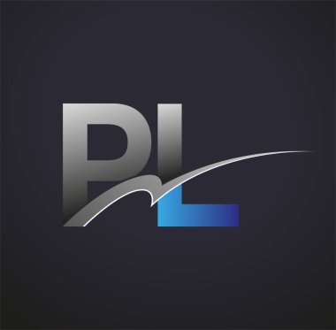İlk harf PL logotype şirketinin adı mavi ve gri renkte. iş ve şirket kimliği için vektör logosu.