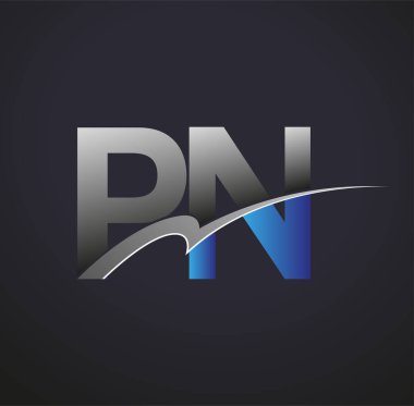İlk harf PN logotype şirketinin adı mavi ve gri renkte. iş ve şirket kimliği için vektör logosu.