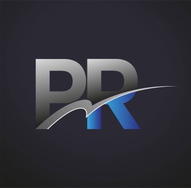 İlk harf PR logotype şirketinin adı mavi ve gri salyangoz tasarımı. iş ve şirket kimliği için vektör logosu.