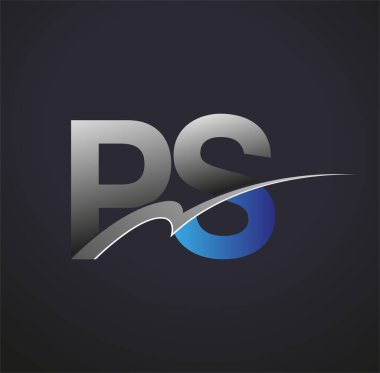 İlk harf PS logotype şirketinin adı mavi ve gri renkte. iş ve şirket kimliği için vektör logosu.