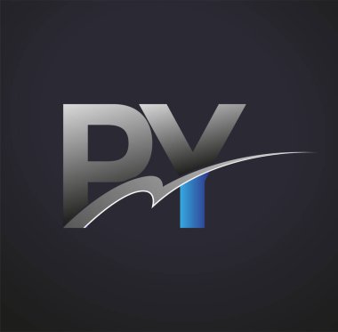 İlk harf PY logotype şirketinin adı mavi ve gri renkte. iş ve şirket kimliği için vektör logosu.