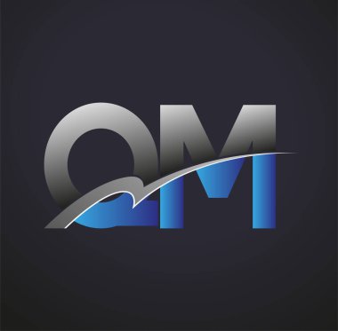 İlk harf QM logotype şirketinin adı mavi ve gri salyangoz tasarımı. iş ve şirket kimliği için vektör logosu.