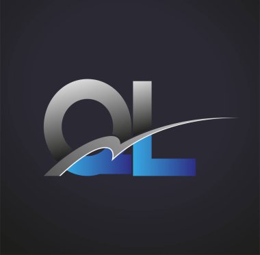 İlk harf QL logotype şirketinin adı mavi ve gri renkte. iş ve şirket kimliği için vektör logosu.