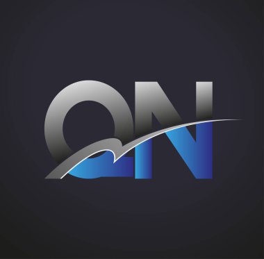İlk harf QN logotype şirketinin adı mavi ve gri renkli. iş ve şirket kimliği için vektör logosu.