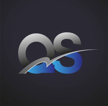 İlk harf QS logotype şirketinin adı mavi ve gri renkte. iş ve şirket kimliği için vektör logosu.