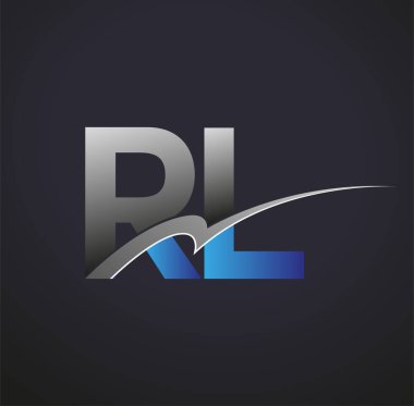 İlk harf RL logotype şirketinin adı mavi ve gri renkte. iş ve şirket kimliği için vektör logosu.