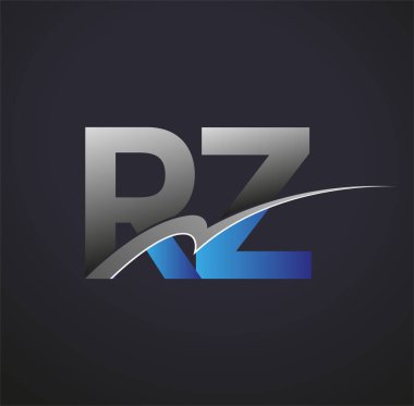 İlk harf RZ logotype şirketinin adı mavi ve gri renkte. iş ve şirket kimliği için vektör logosu.