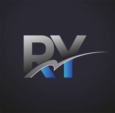 İlk harf RY logotype şirketinin adı mavi ve gri renkli desenli. iş ve şirket kimliği için vektör logosu.