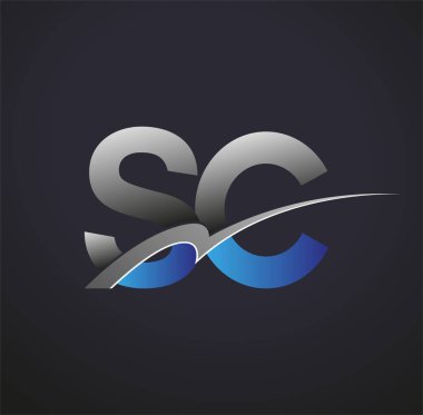 İlk harf SC logotype şirket adı mavi ve gri renkli salto tasarımı. iş ve şirket kimliği için vektör logosu.