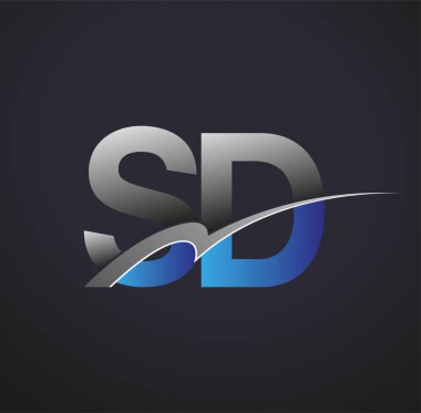 İlk harfi SD logotype şirketinin adı mavi ve gri renkli desenli. iş ve şirket kimliği için vektör logosu.