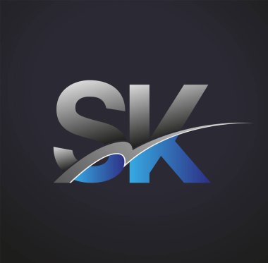 İlk harf SK logotype şirketinin adı mavi ve gri renkte. iş ve şirket kimliği için vektör logosu.