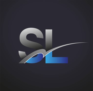 İlk harf SL logotype şirket adı mavi ve gri renkli salto tasarımı. iş ve şirket kimliği için vektör logosu.