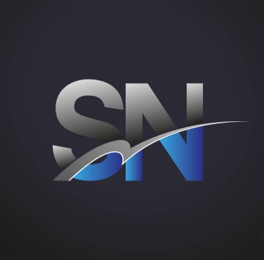 İlk harf SN logotype şirket adı mavi ve gri renkli salto tasarımı. iş ve şirket kimliği için vektör logosu.