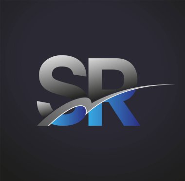 İlk harf SR logotype şirketinin adı mavi ve gri renkli. iş ve şirket kimliği için vektör logosu.