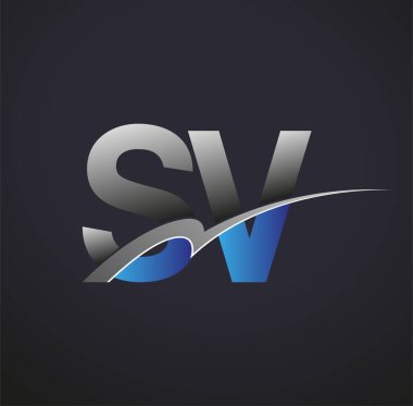 İlk harf SV logotype şirketinin adı mavi ve gri salyangoz tasarımı. iş ve şirket kimliği için vektör logosu.