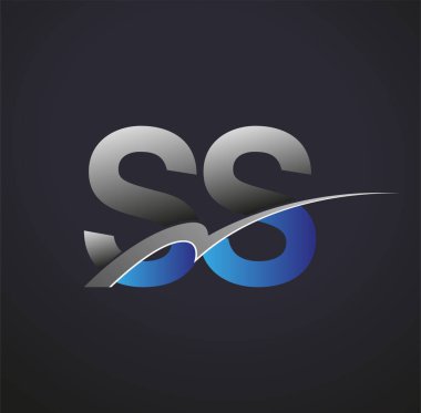 İlk harf SS logotype şirketinin adı mavi ve gri renkli desenli. iş ve şirket kimliği için vektör logosu.