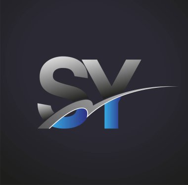 İlk harf SY logotype şirket adı mavi ve gri renkli swoosh tasarımı. iş ve şirket kimliği için vektör logosu.
