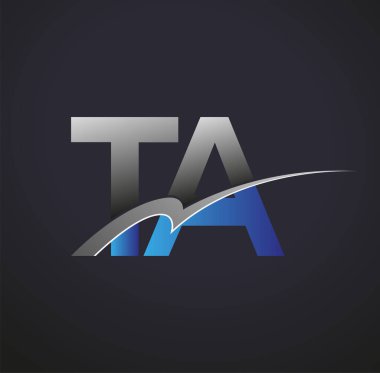 İlk harf TA logotype şirketinin adı mavi ve gri renkli. iş ve şirket kimliği için vektör logosu.