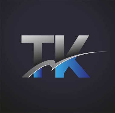 İlk harf TK logotype şirketinin adı mavi ve gri renkli. iş ve şirket kimliği için vektör logosu.