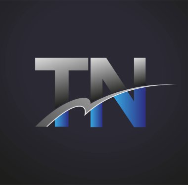 İlk harf TN logotype şirketinin adı mavi ve gri renkli desenli. iş ve şirket kimliği için vektör logosu.