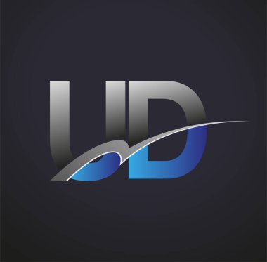 İlk harf UD logotype şirketinin adı mavi ve gri renkte. iş ve şirket kimliği için vektör logosu.