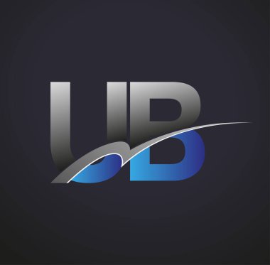 İlk harf UB logotype şirketi adı mavi ve gri renkli. iş ve şirket kimliği için vektör logosu.