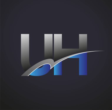 İlk harf UH logotype şirketinin adı mavi ve gri renkte. iş ve şirket kimliği için vektör logosu.