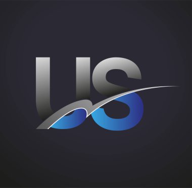 İlk harfi ABD logoti şirketinin mavi ve gri renkli desenli adı. iş ve şirket kimliği için vektör logosu.