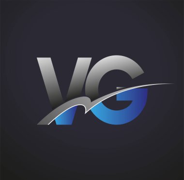 İlk harf VG logotype şirketi adı mavi ve gri renkli. iş ve şirket kimliği için vektör logosu.