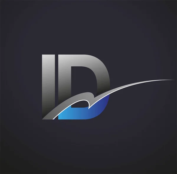 Carta Inicial Logotipo Nome Empresa Colorido Design Swoosh Azul Cinza —  Vetores de Stock